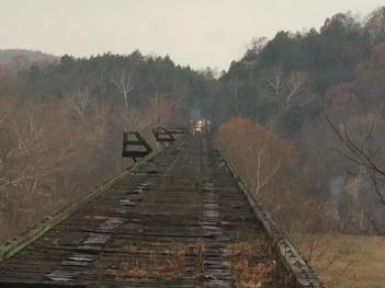 Ties on the Gasconade River Bridge burned in a fire that started overnight